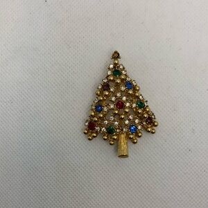 Vintage Eisenberg Gold Plated Christmas Tree Pin